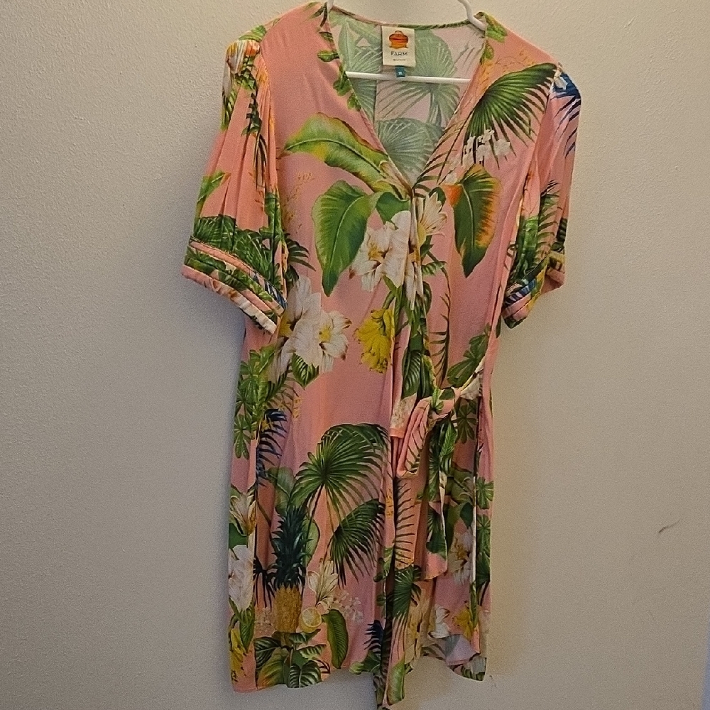 FARM Rio Tropical Pink Floral Wrap Dress